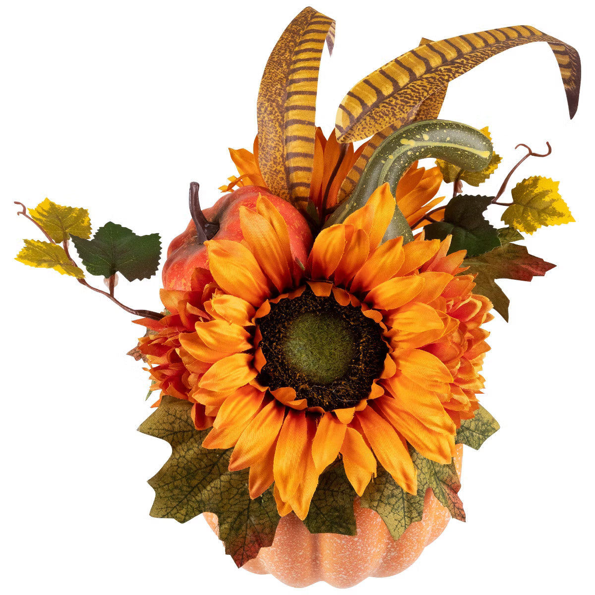Sunflower and Gourds in Pumpkin Fall Harvest Pumpkin Flower