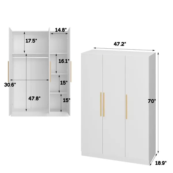 Homsee 3 Door White Armoire