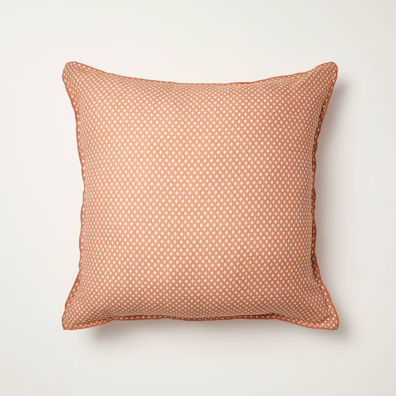Rust Block Pattern Euro Square Throw Pillow