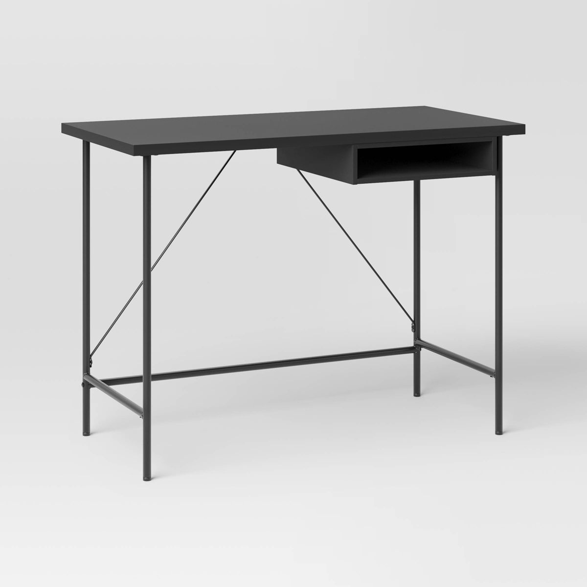 Wood and Metal Writing Desk with Storage Black - Room Essentials