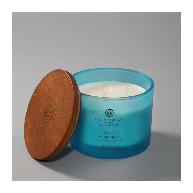 Nourish and Renew Mind and Body Frosted Glass Lidded Jar Candle