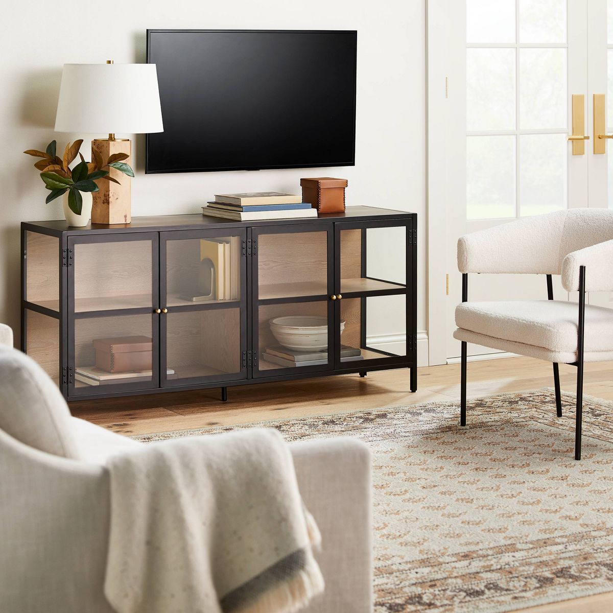 Crystal Cove Glass TV Stand for TVs up to 59