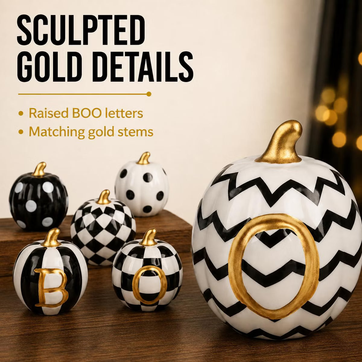Set of 6 Mini Ceramic Halloween Pumpkins