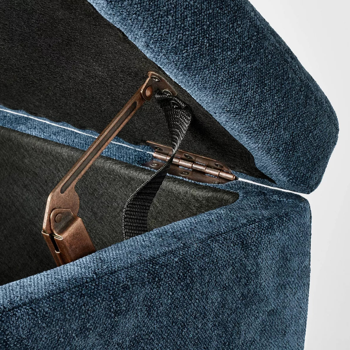 Blue storage bench on a white background