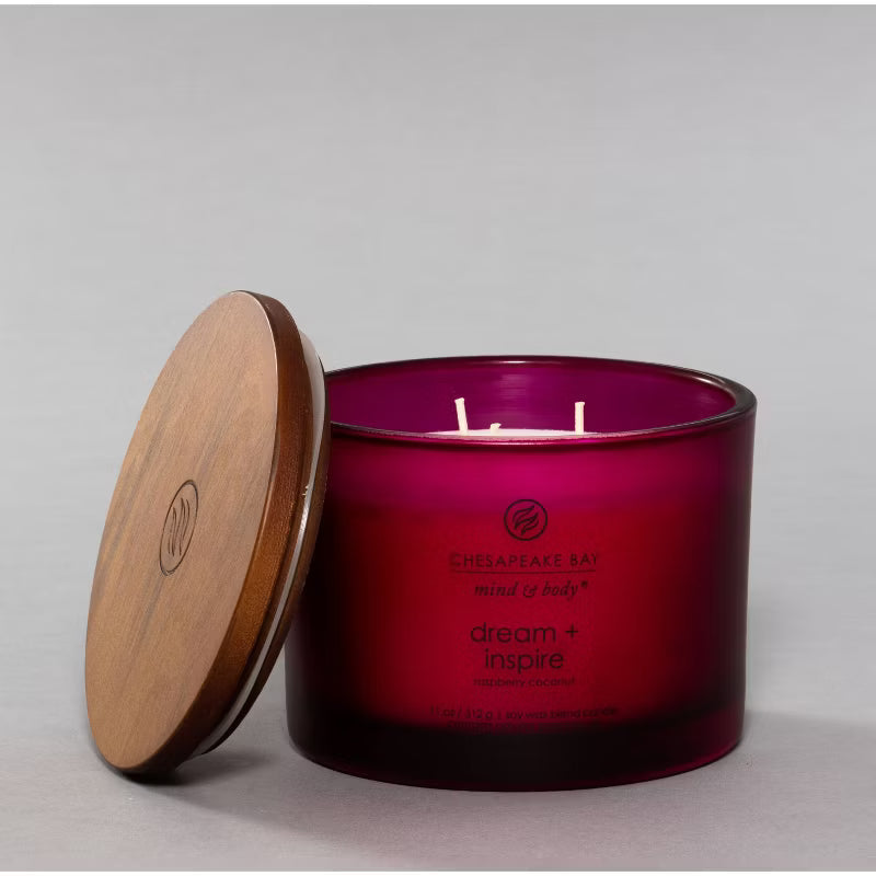 Dream and Inspire Mind and Body Frosted Glass Lidded Jar Candle