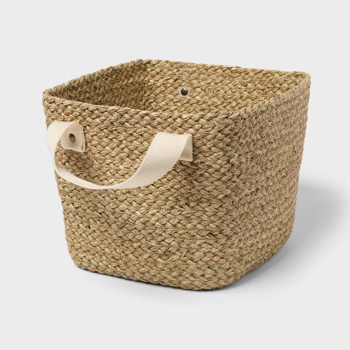 Braided Seagrass Rectangular Basket