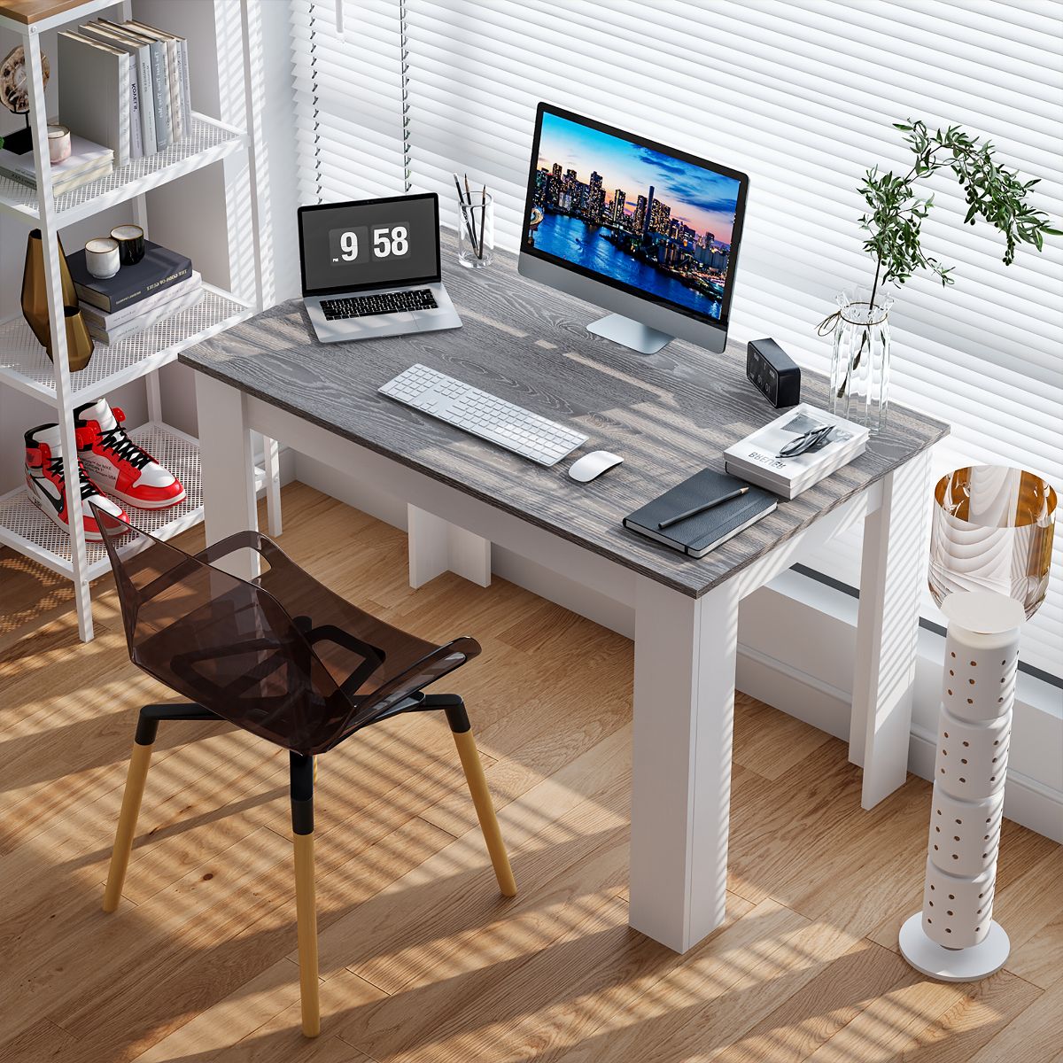 Costway Dining Table 47 Inch Dark Gray