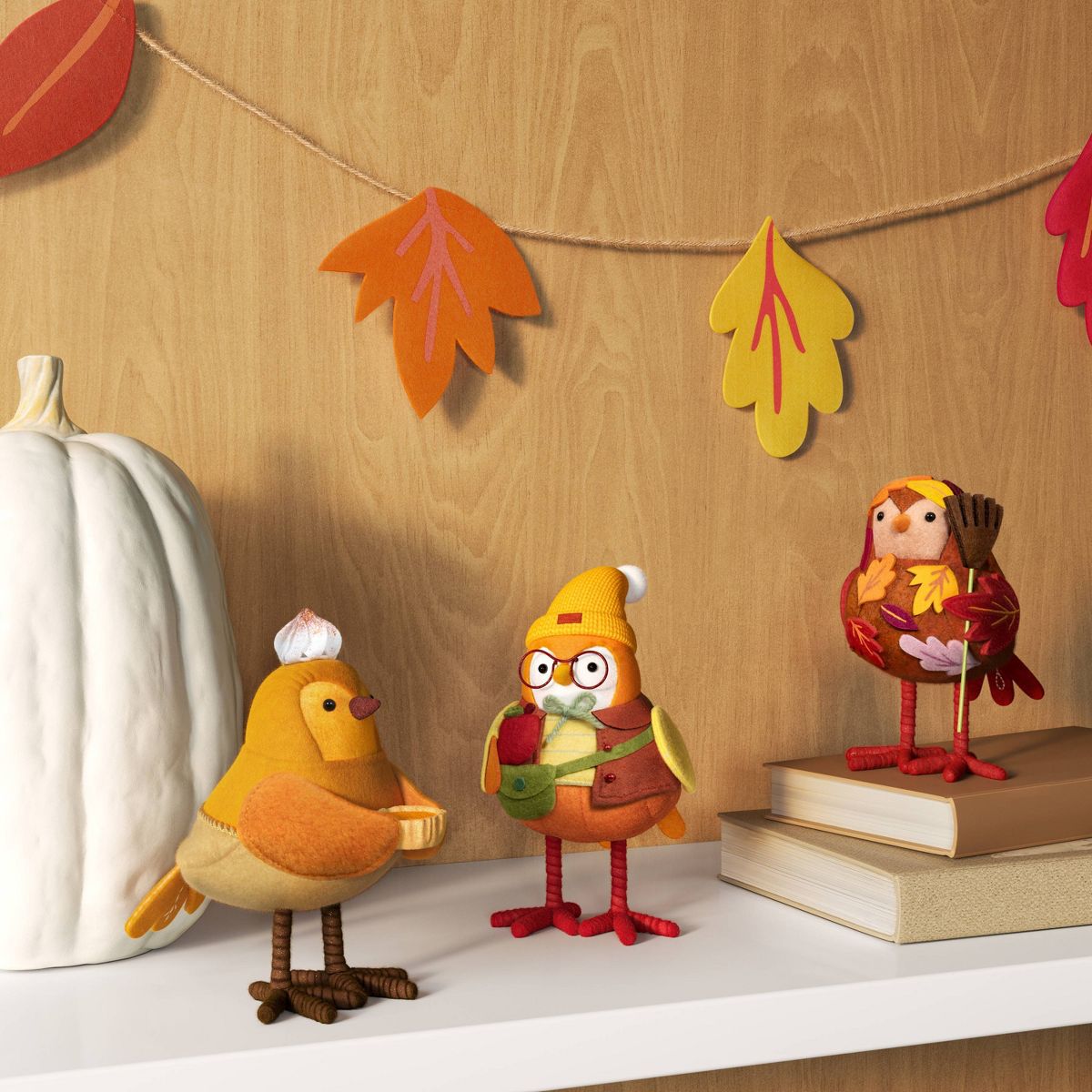 Featherly Friends™ 'Whip' Halloween Harvest Pumpkin Pie Fabric Bird Decor