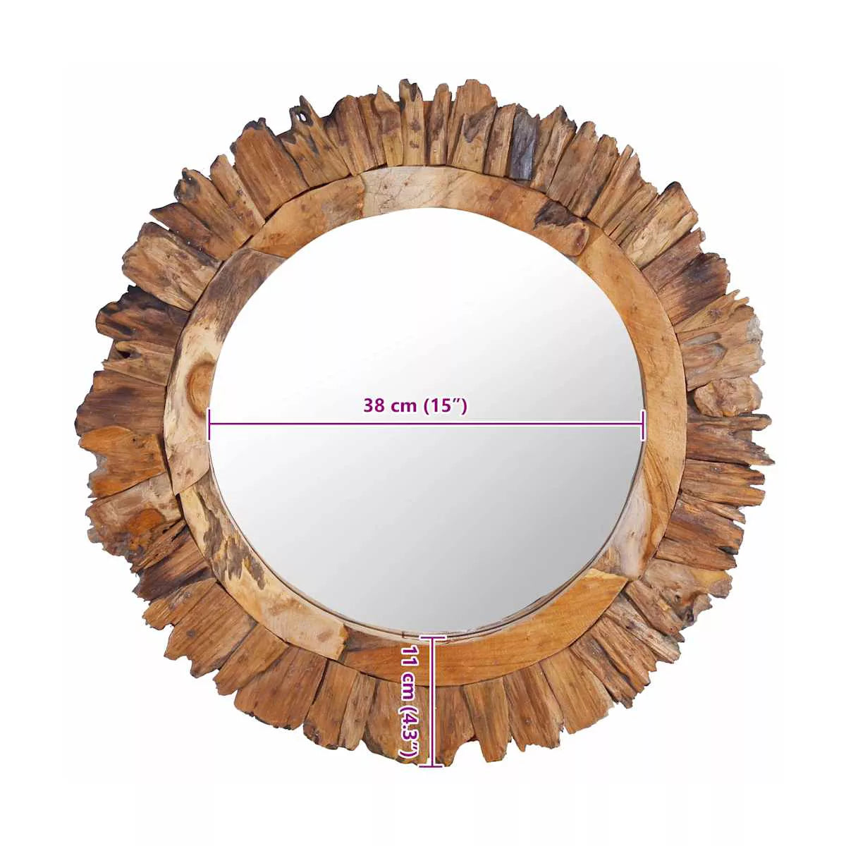 Rustic Round Wall Mirror with Petal Pattern - Minimalist Floor Mirror