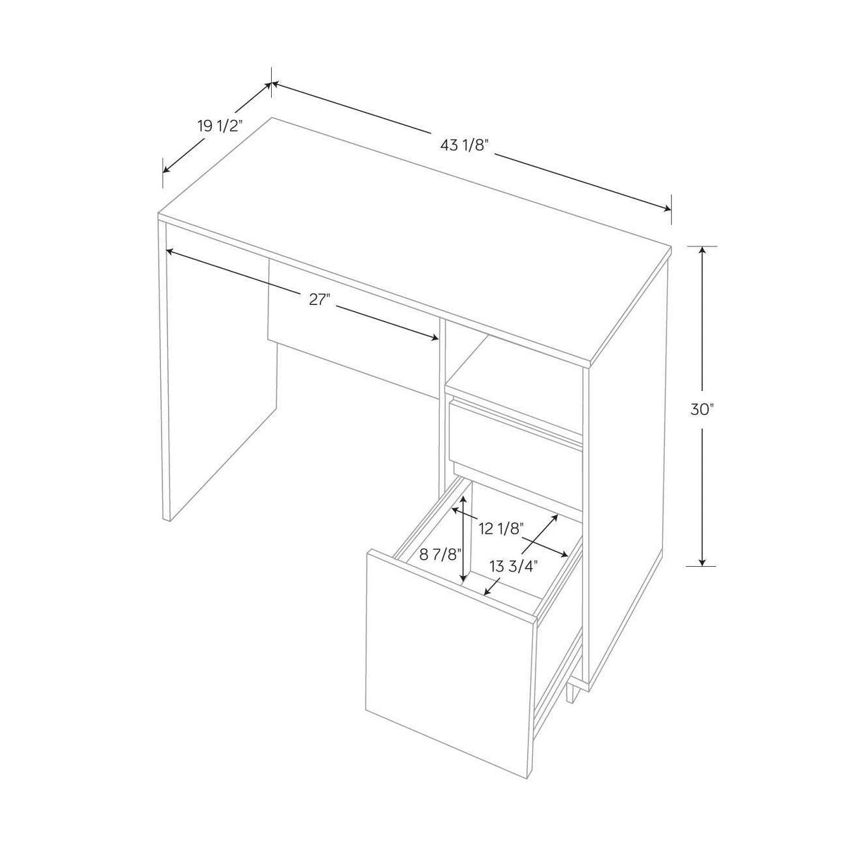 Writing Desk with Drawers White - Room Essentials