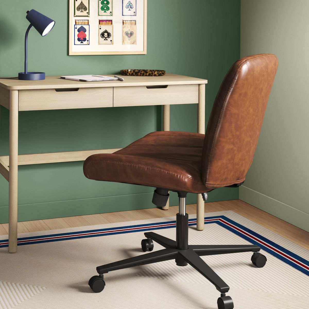 Upholstered Criss Cross Armless Office Chair Brown - Room Essentials