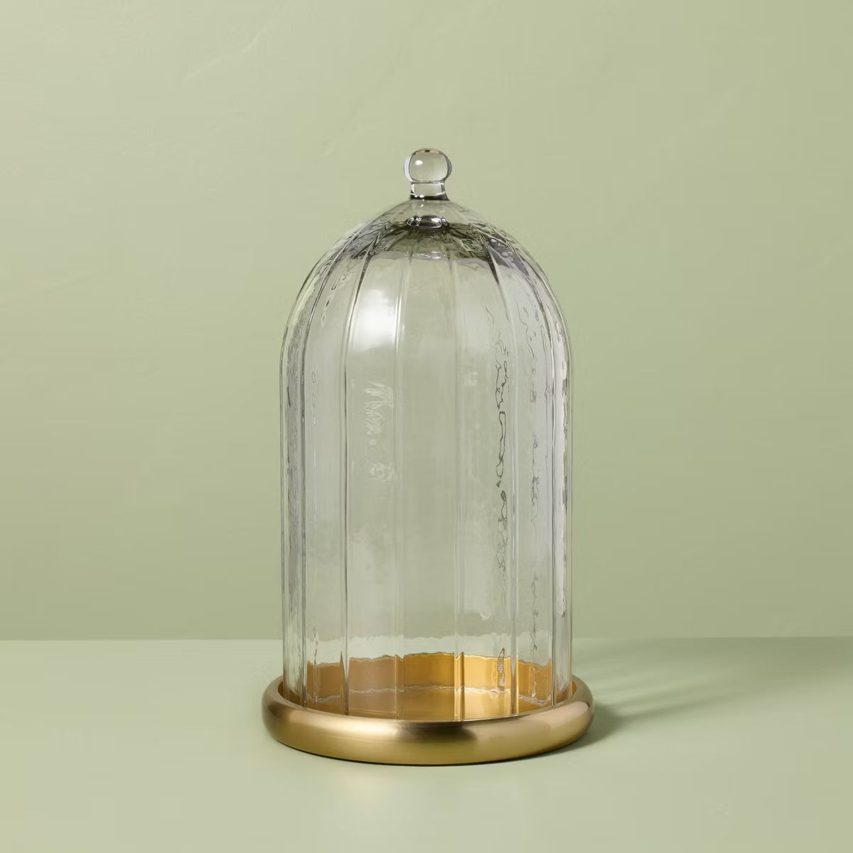 11" Brass and Glass Faceted Cloche