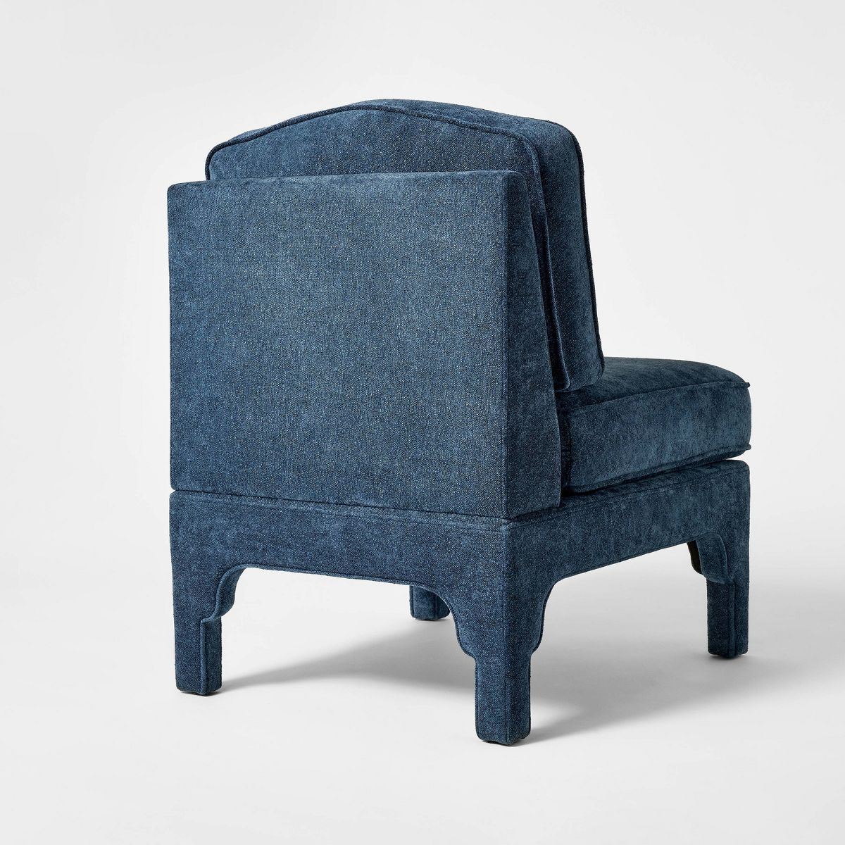 Vintage Inspired Slipper Accent Chair with Detailed Cutout Textured Velvet