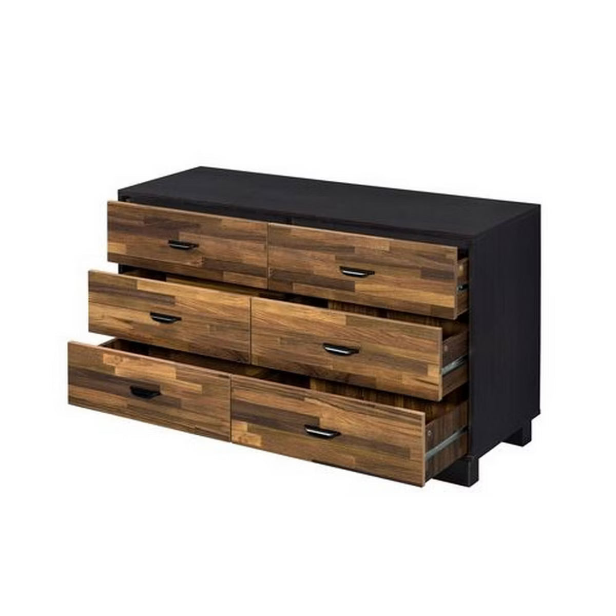 Dresser with 6 Drawers and Block Pattern Gray/Brown