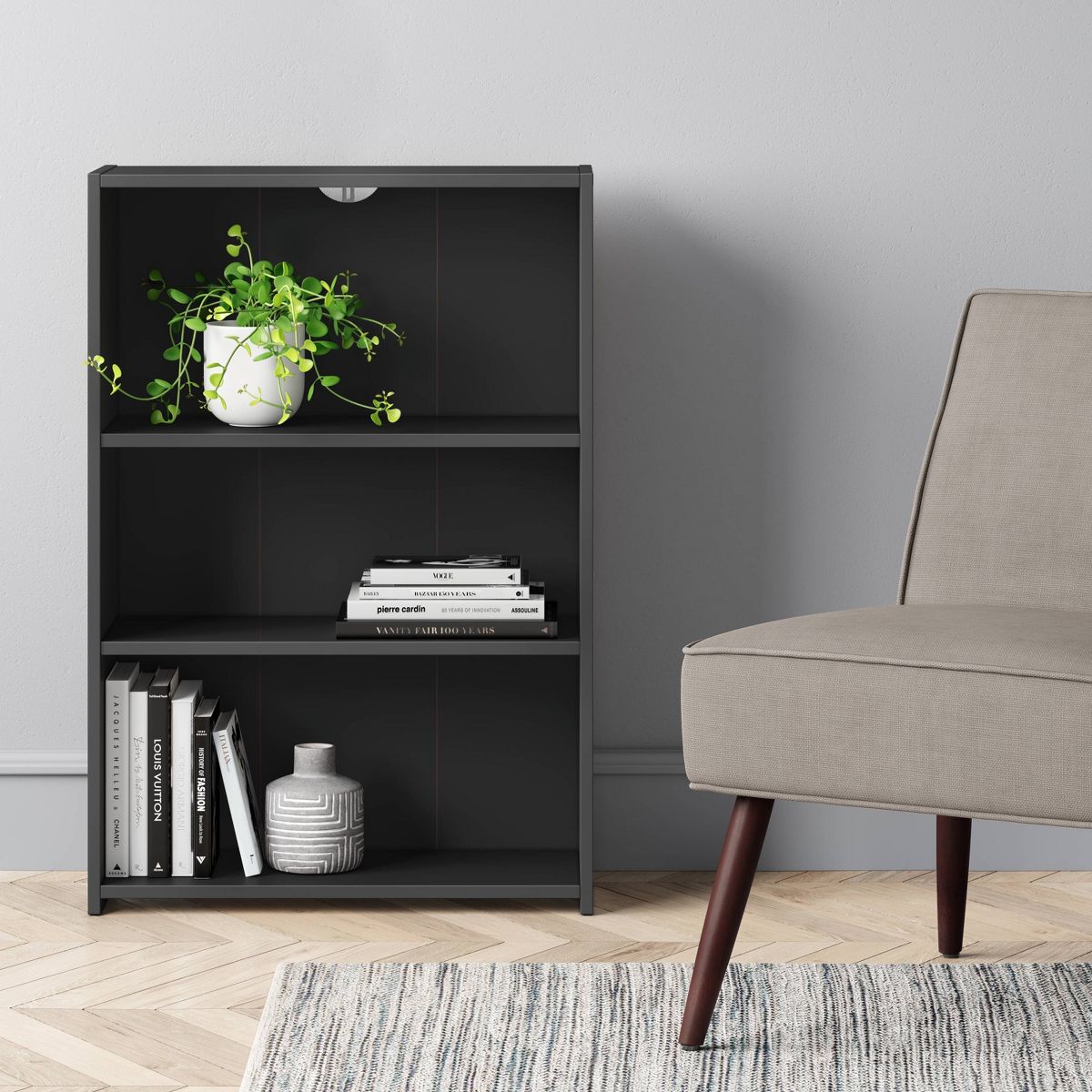3 Shelf Dorm Bookcase Black - Room Essentials
