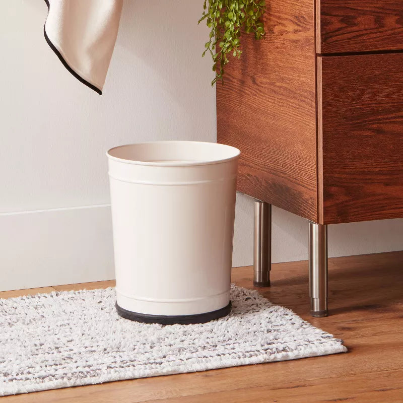 Enameled Metal Wastebasket