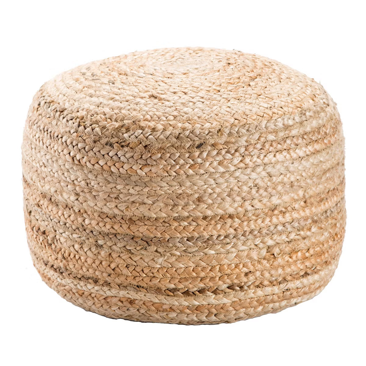 Round Jute Knitted Pouf Ottoman Taupe/Tan - Jaipur Living: Handcrafted, Unupholstered, Spot Clean, No Assembly Required, 1 of 11
