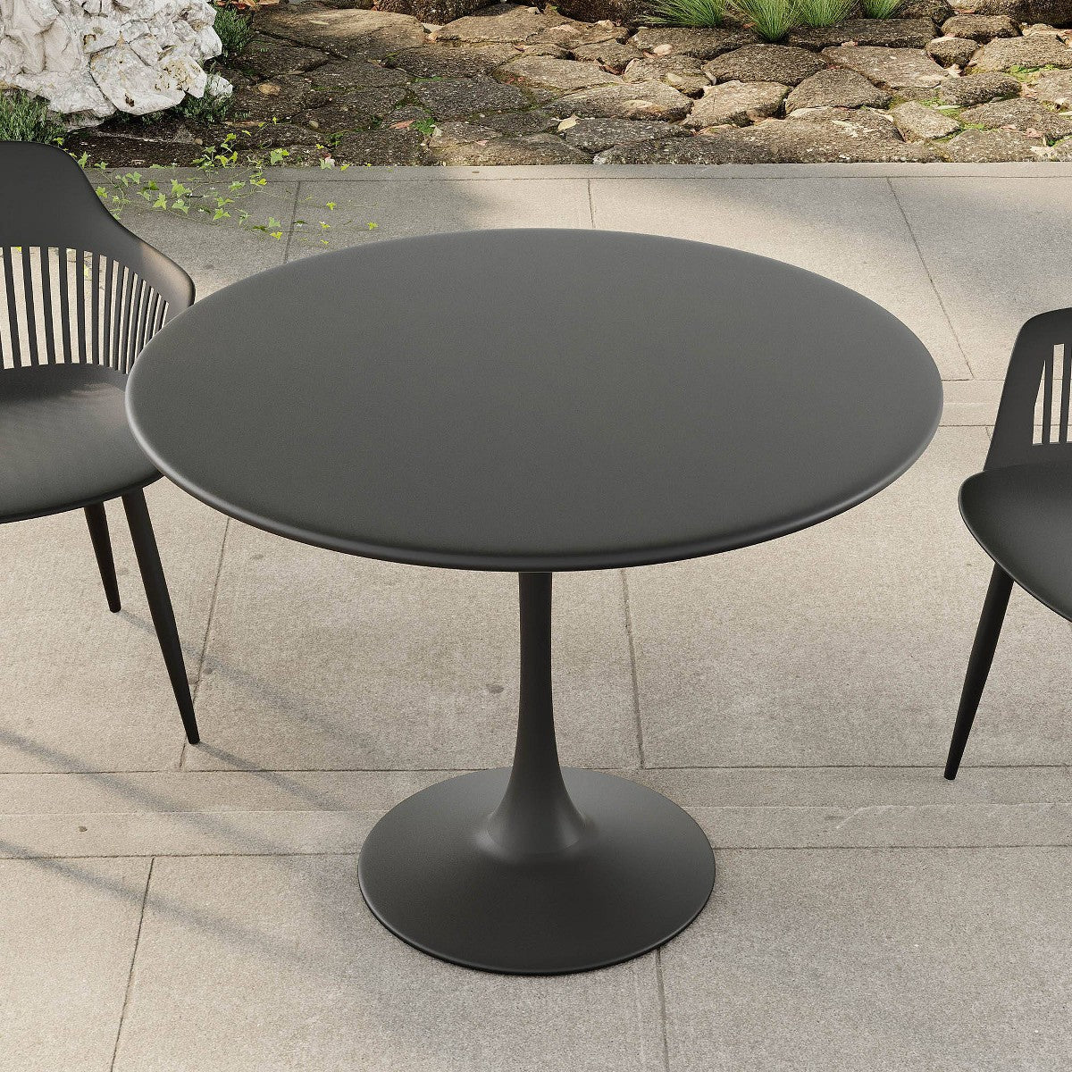 Kurv Round Bistro Dining Table Black