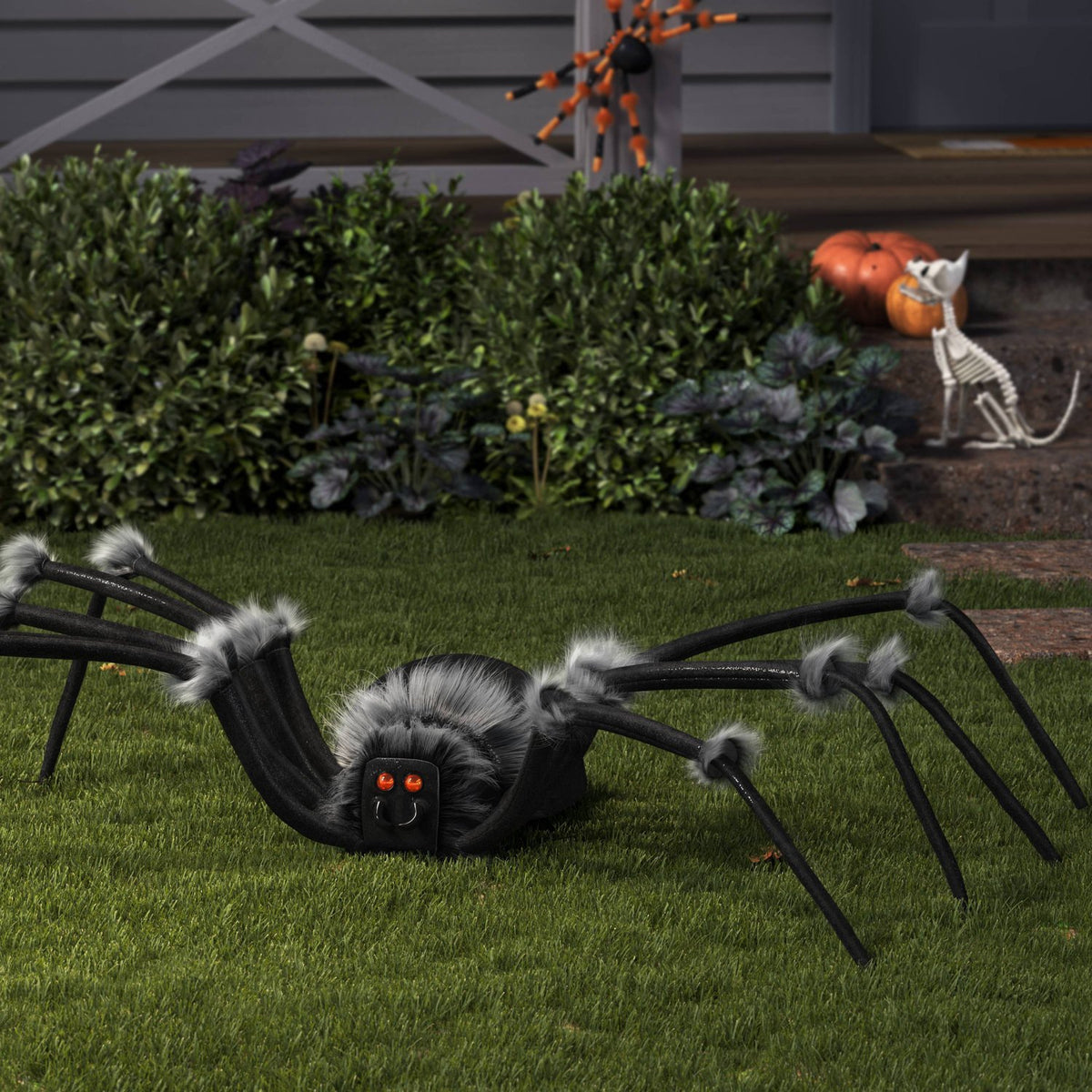 6 Foot XL Plush Spider with Jewel Eyes Halloween Prop, Black - image 2