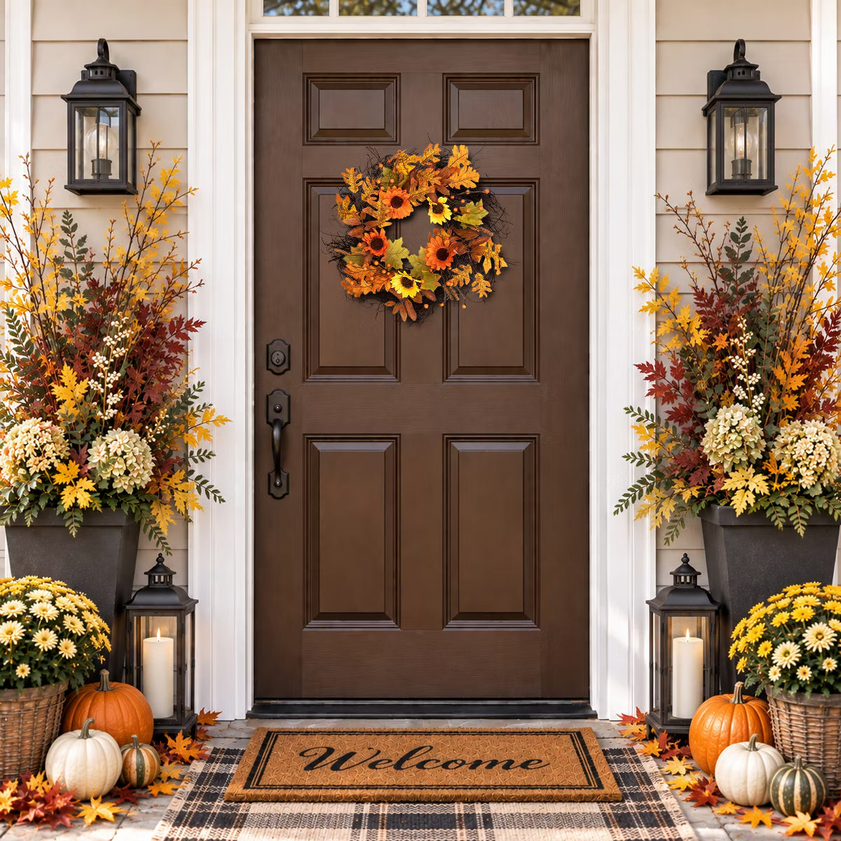 Small Artificial Fall Harvest Twig Wreath - 20"