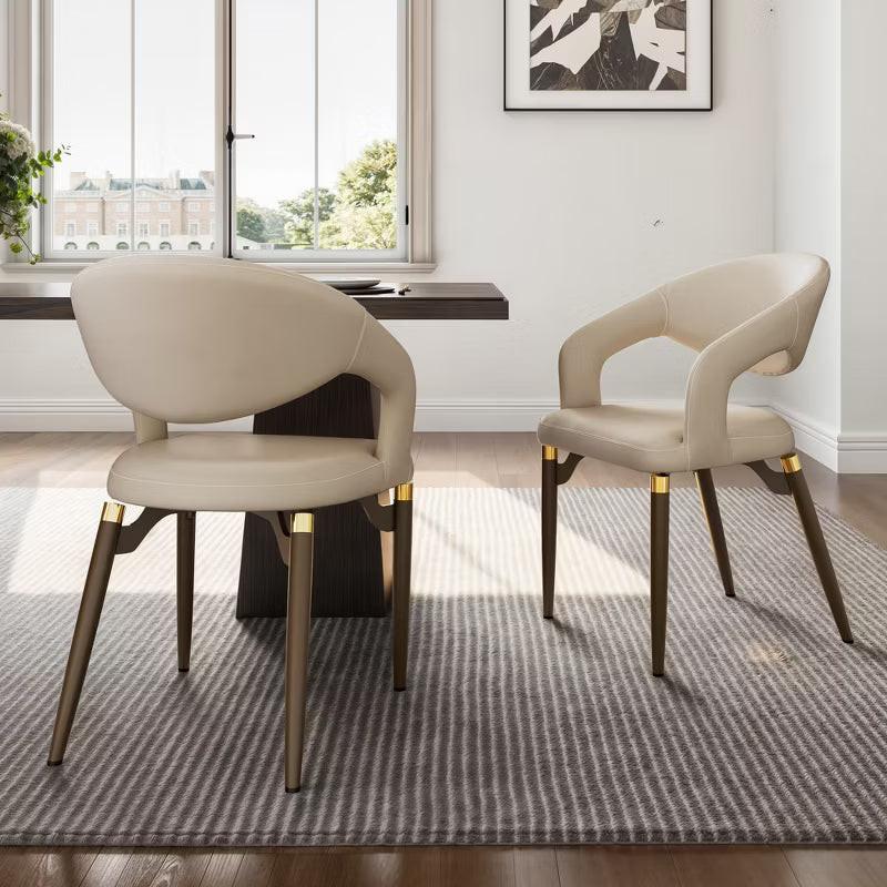 Modern Unique Design Dining Chairs Set of 2, Beige,20.06"D x 17.93"W x 33.06"H