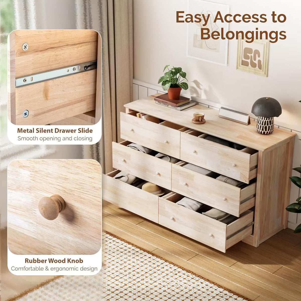 57" Unfinished Solid Wood Dresser for Color DIY