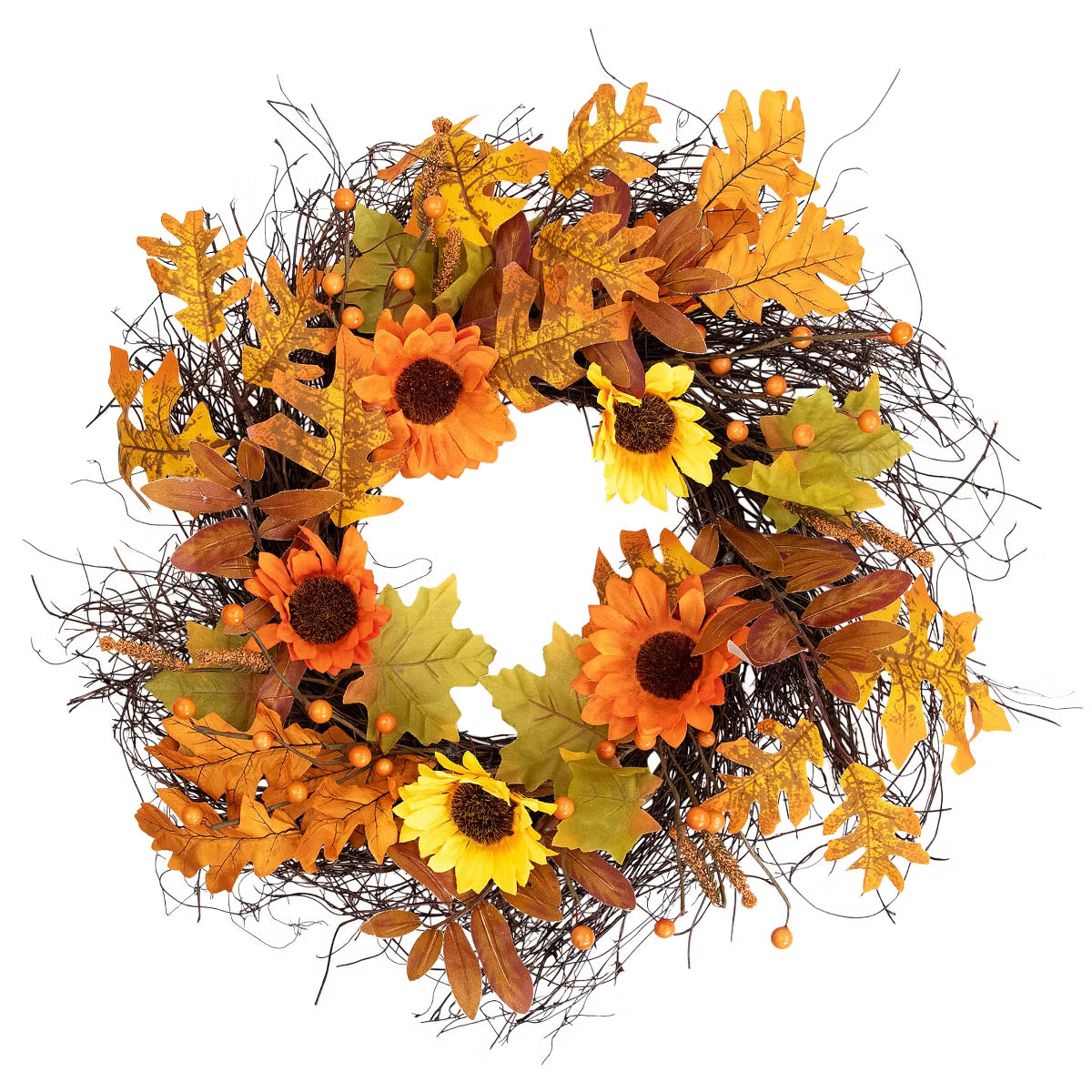 Small Artificial Fall Harvest Twig Wreath - 20"