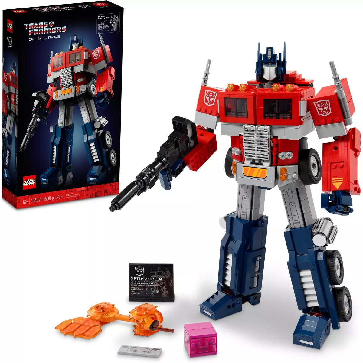 LEGO Transformers Optimus Prime set with packaging on a white background