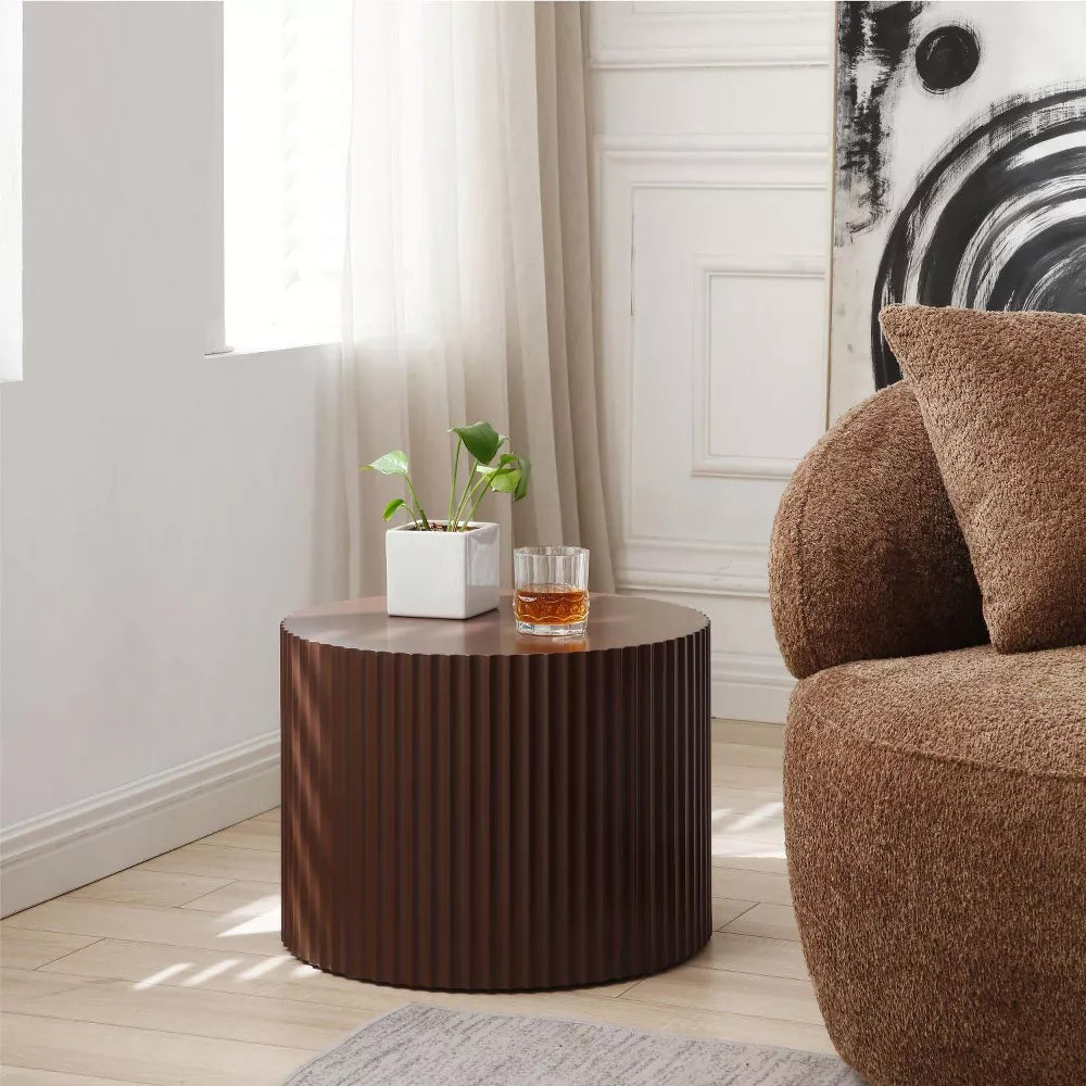 Two brown ribbed cylindrical objects on a white background brown