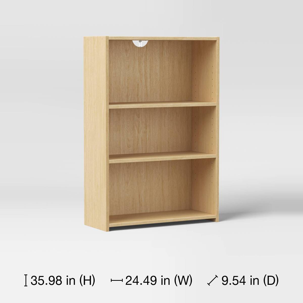 3 Shelf Dorm Bookcase Natural Wood - Room Essentials