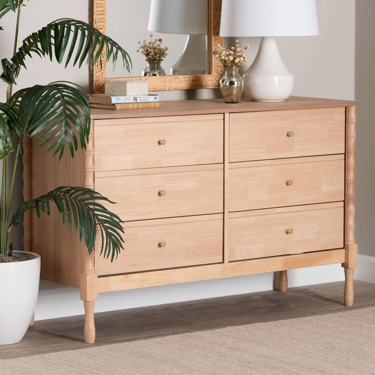 Laurent Dresser 6 Drawer Bedroom Organizer Beech Brown