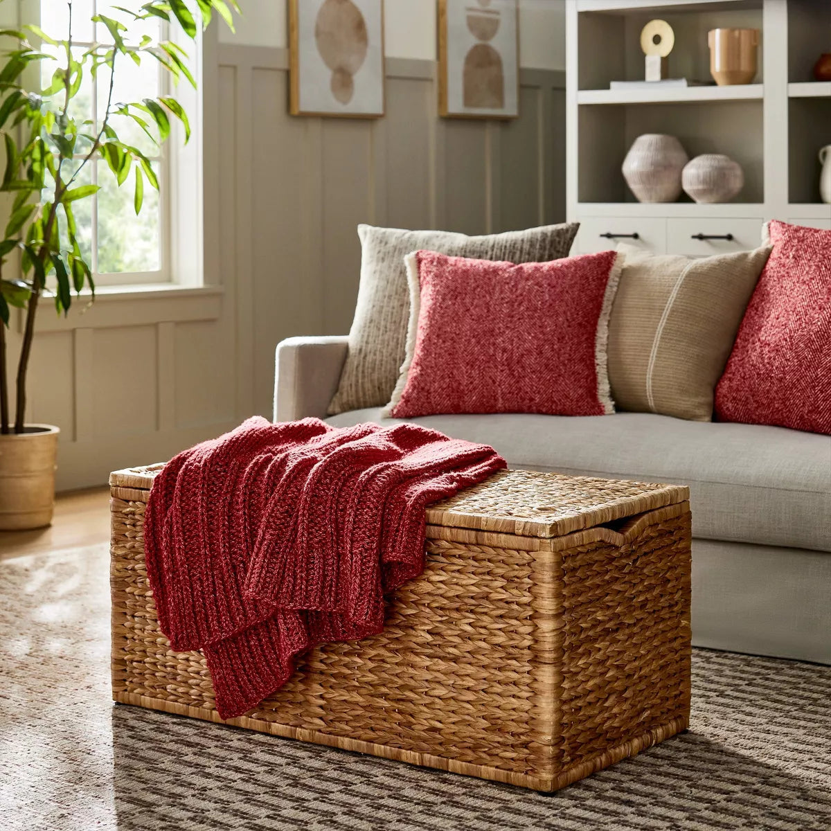 Natural Woven Storage Bench