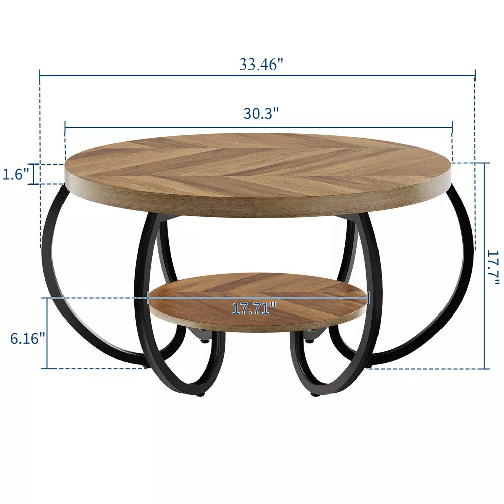 Wooden coffee table with dimensions labeled on a white background light wood