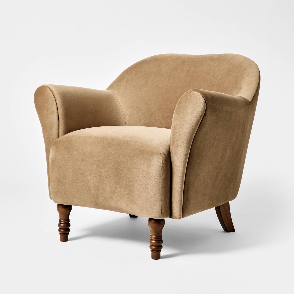 Turned Leg Velvet Accent Chair Tan - Threshold™