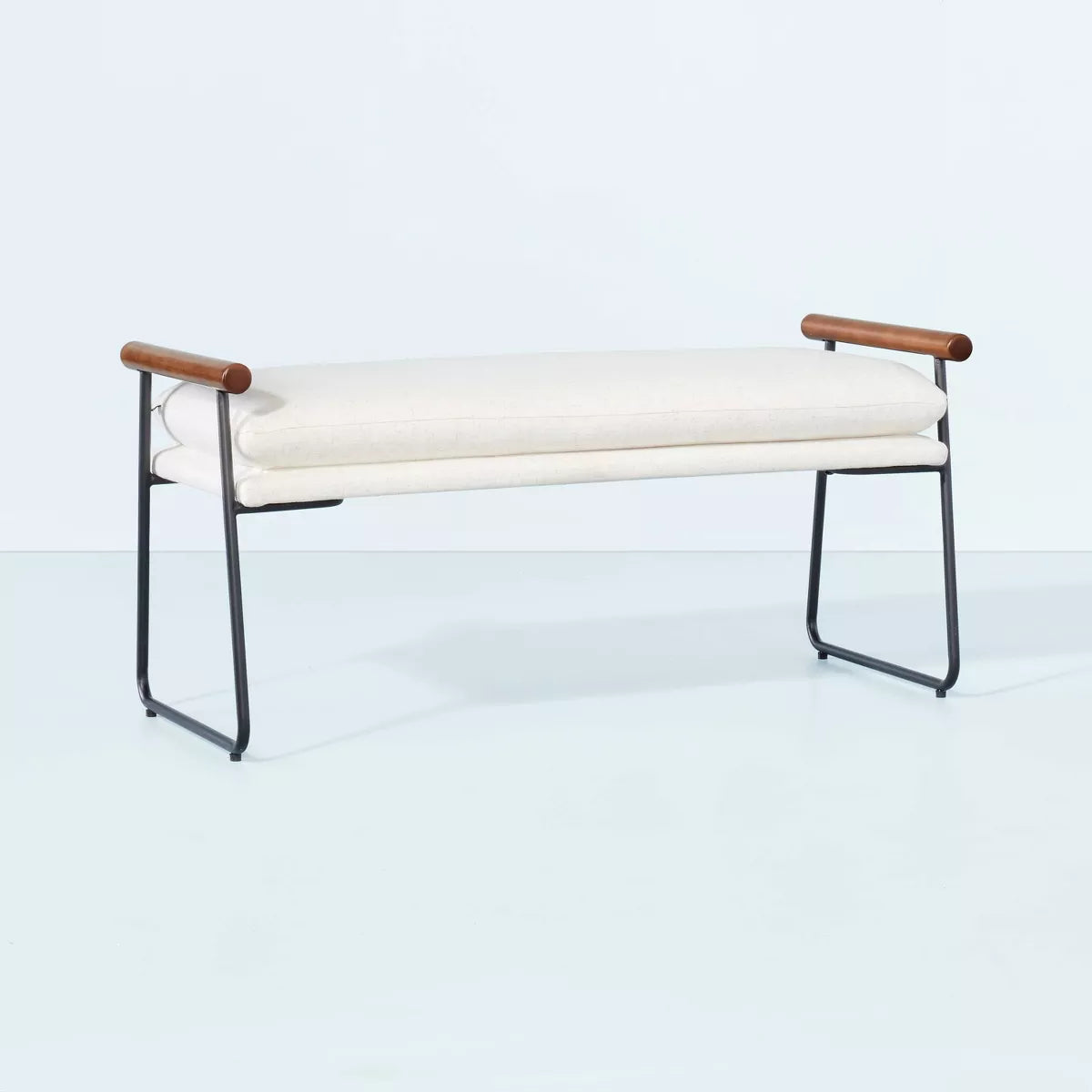 Cushioned Metal Wood Bench