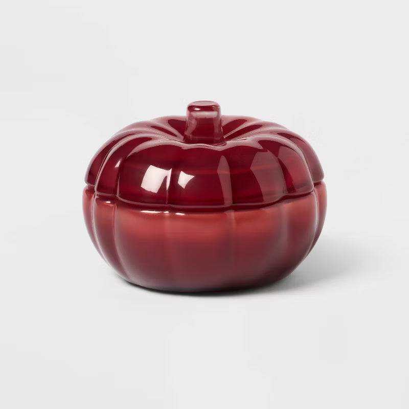 Lidded Glass Pumpkin Jar Candle Warm Cider & Cinnamon