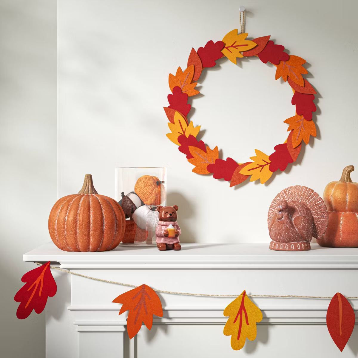Halloween Foliage Felt Wreath