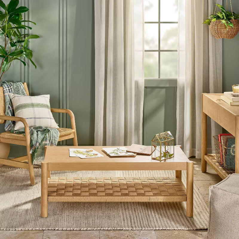 18"x18" Throw Pillow Sour Cream and Green Plaid