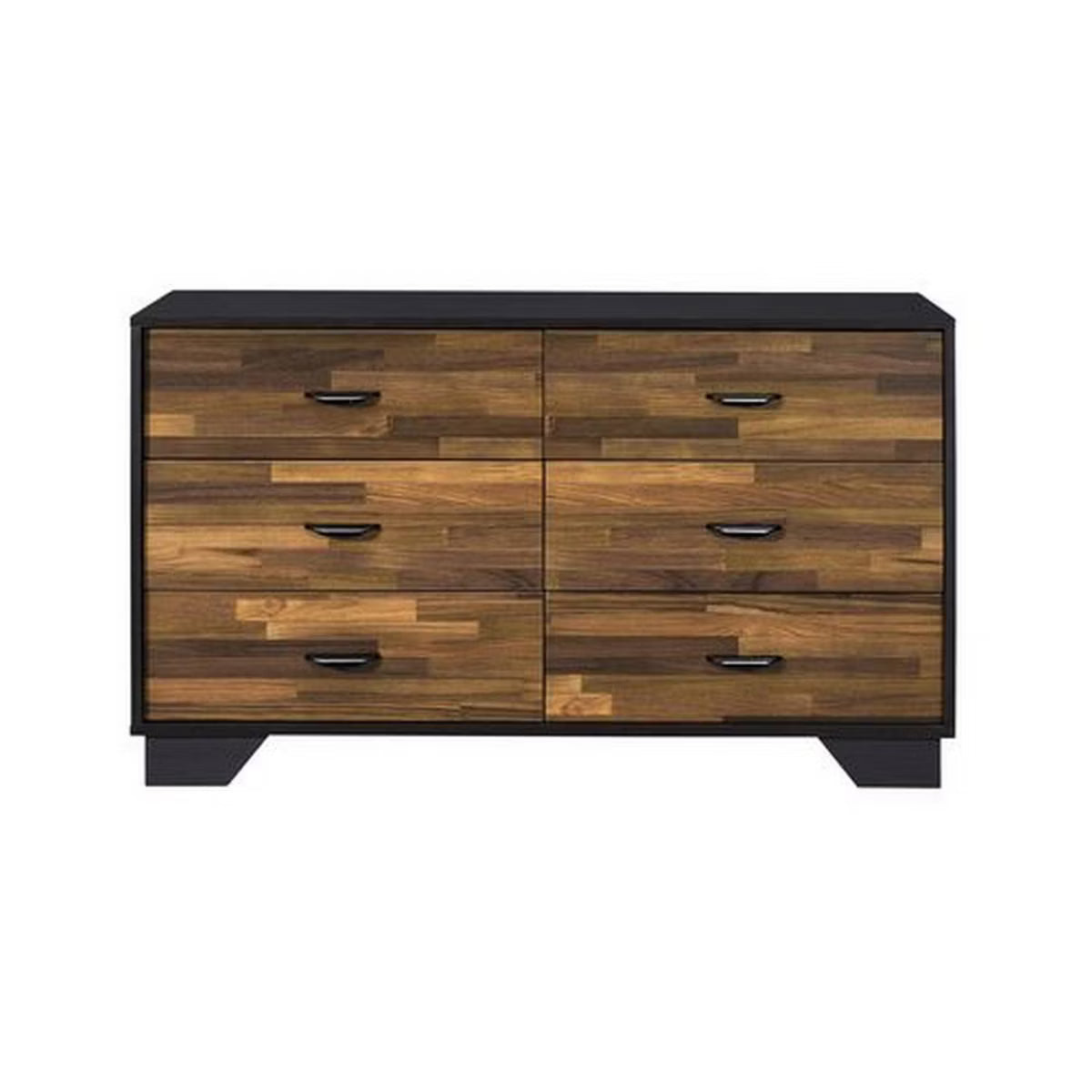 Dresser with 6 Drawers and Block Pattern Gray/Brown