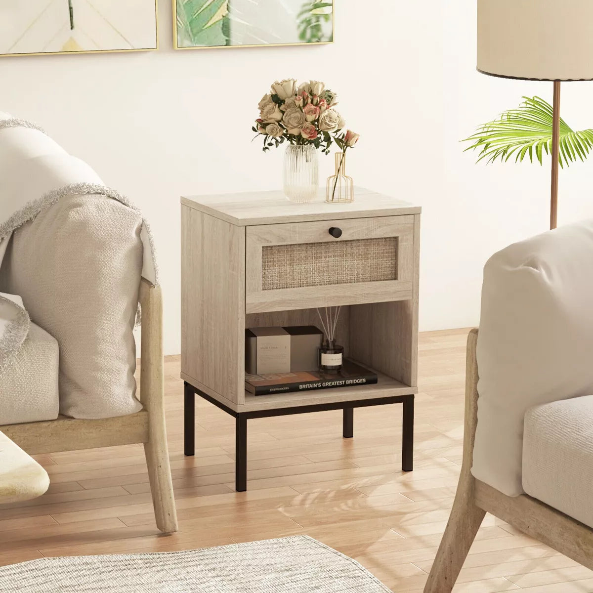 2PCS Rattan Nightstand