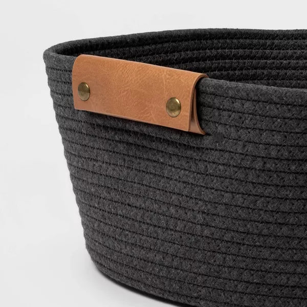 13" Small Coiled Rope Warm Gray Charcoal