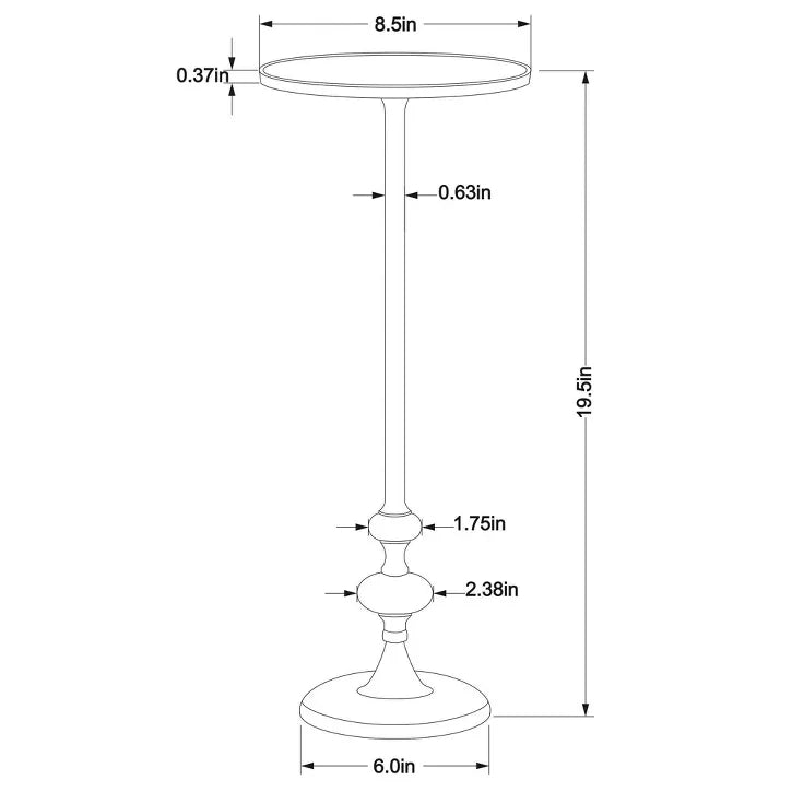 Black pedestal table on a white background