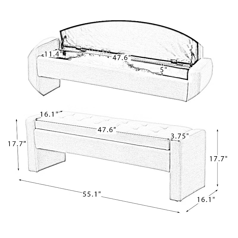 Jaime 55.1 Wide Storage Bench|
