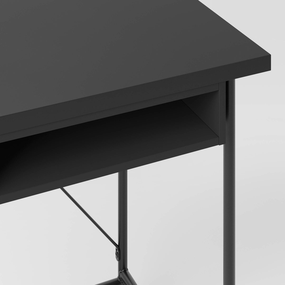 Wood and Metal Writing Desk with Storage Black - Room Essentials