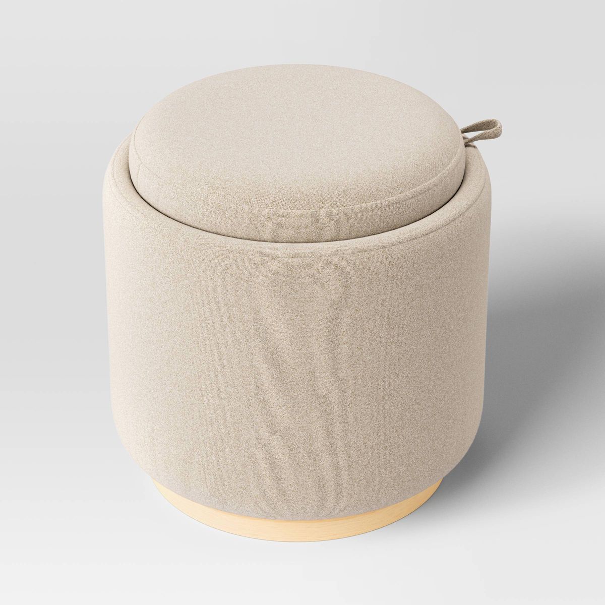 Round Upholstered Storage Ottoman Beige - Room Essentials