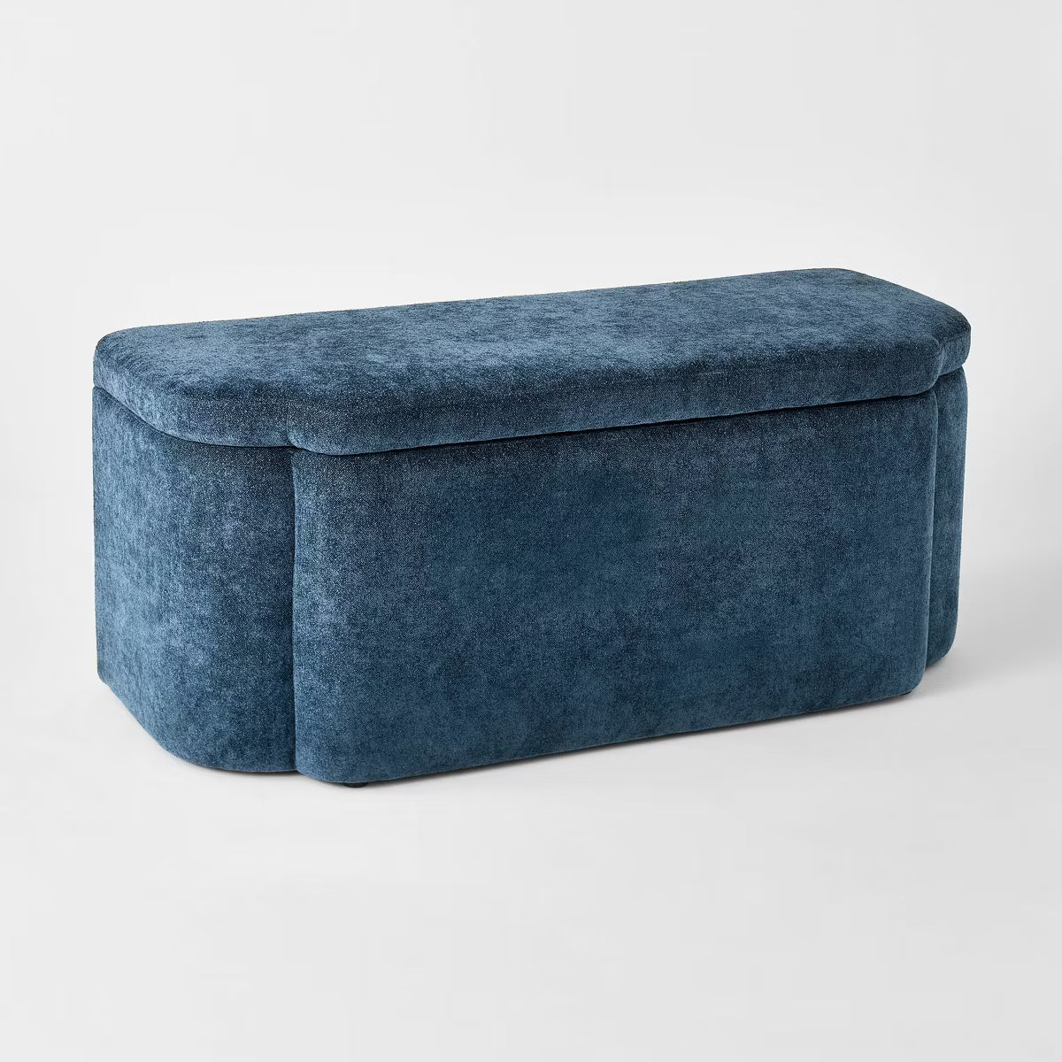 Blue storage bench on a white background