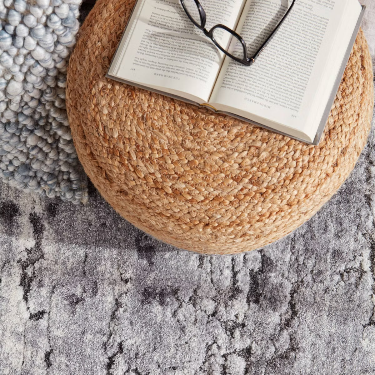 Round Jute Knitted Pouf Ottoman Taupe/Tan - Jaipur Living: Handcrafted, Unupholstered, Spot Clean, No Assembly Required, 1 of 11