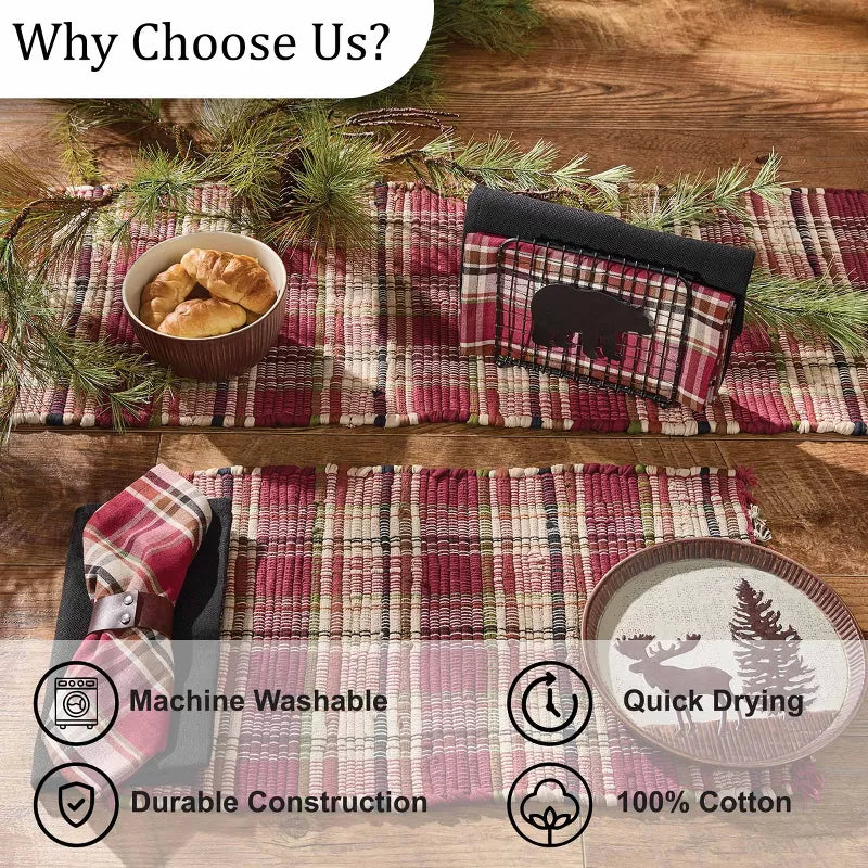 Park Designs Culpepper Chindi Red Striped Table Runner 13" x 36"