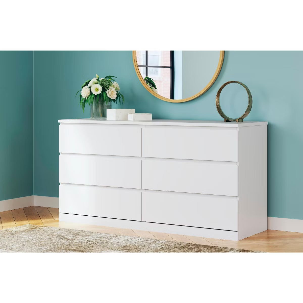 Onita Modern 6 Drawer Dresser, White