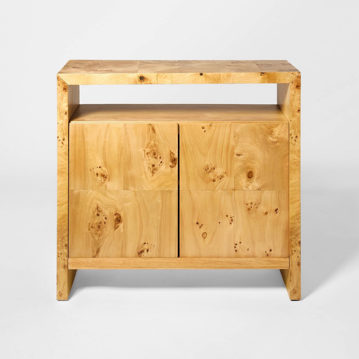 Ogden Burled Wood 2 Door Storage Cabinet Light Brown